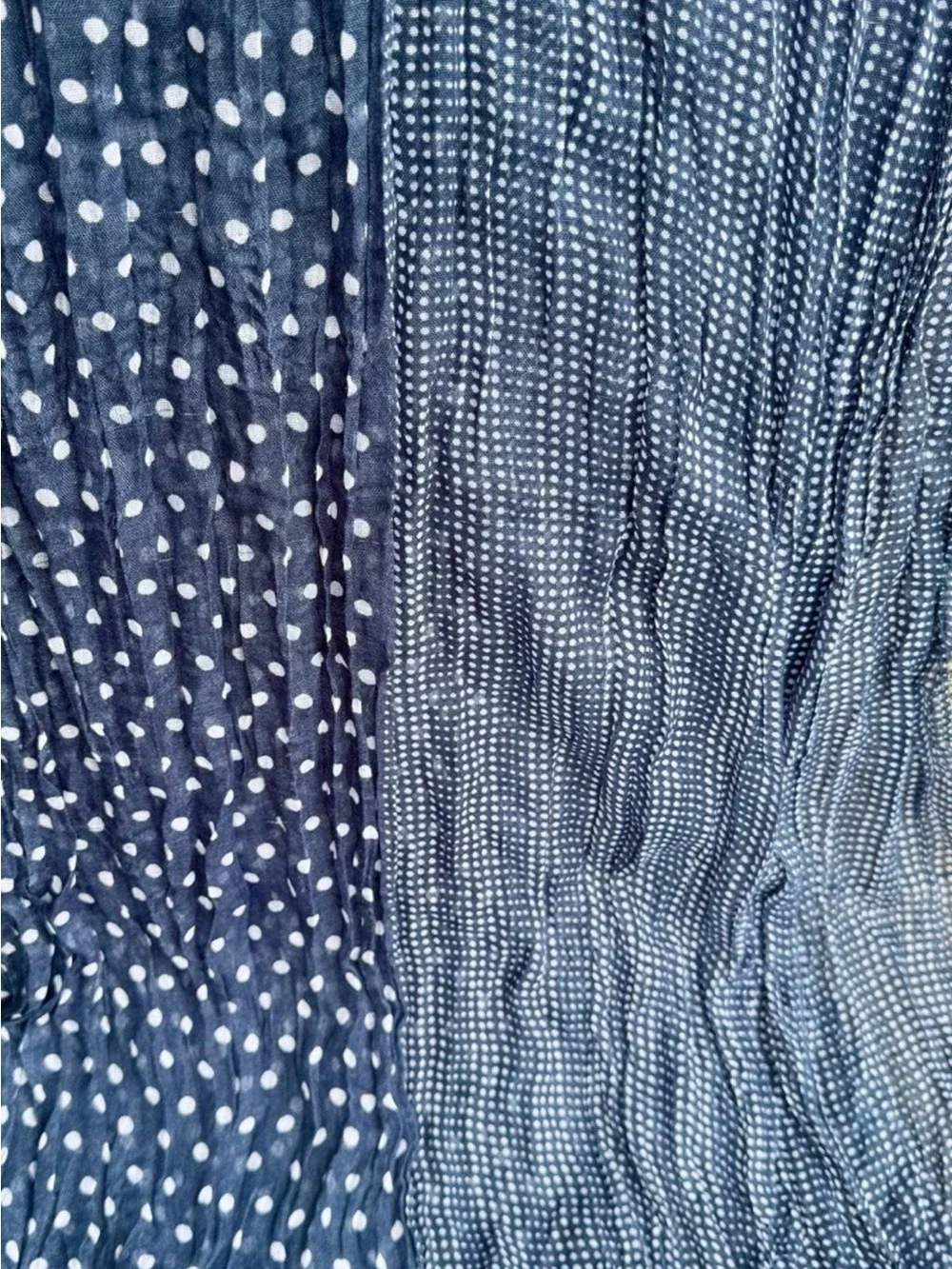 Women's polka dot scarf, dark blue and white